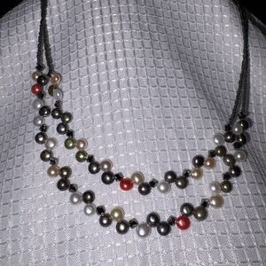 LIA SOPHIA Freshwater Button Pearls 19" w Extension EUC